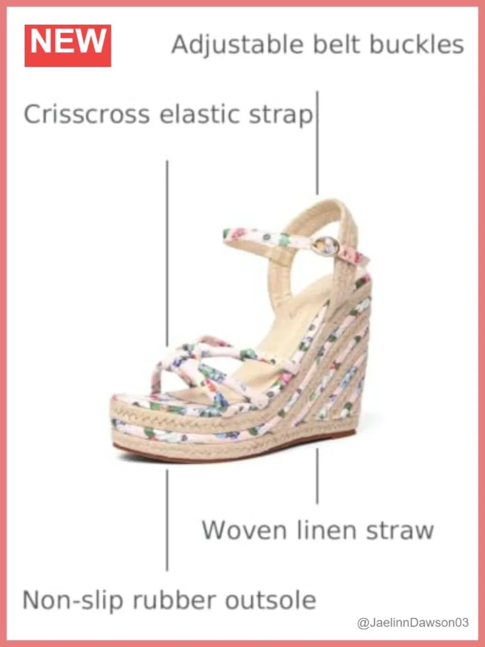 Womens Espadrille Wedge Sandals Flower Pattern Ankle Strap Open Toe PU Platform
